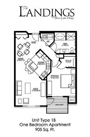 Dominium_Landings at Silver Lake_1 Bedroom Floor Plan